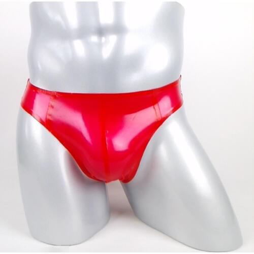 Fashion Sexy Red Latex Briefs Panties Fetish Natrual 0.4mm Rubber Shorts Lingerie for Male Plus Size Hot Sale