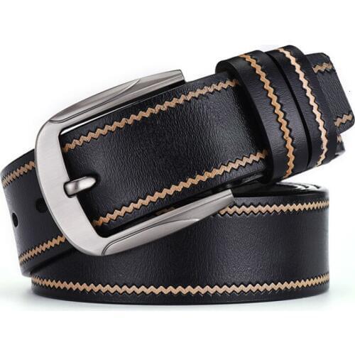 Peikong cow genuine leather luxury strap male belts for men designer new fashion classice vintage pin buckle men High Quality