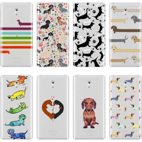 TPU Dachshund Dog Heart Love Kawaii Flower Puppy Soft Back Cover For Nokia 1 2 3 5 6 8 Phone Case Silicone For Nokia 7 Plus X6