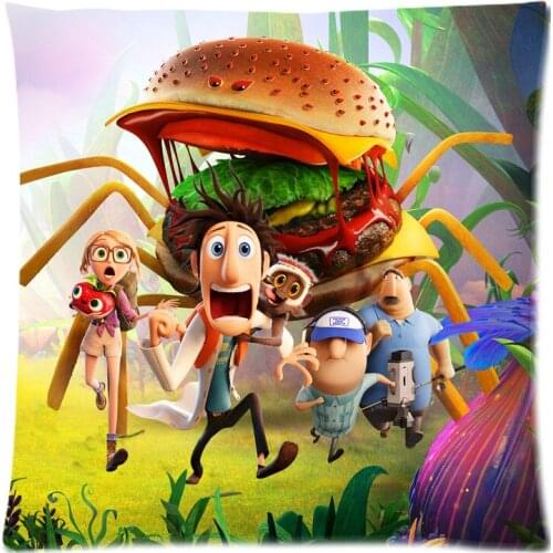 Cloudy with a Chance of Meatballs Print Pillow Cases Polyester Sofa Car Cushion Cover Home Decor 45x45cm