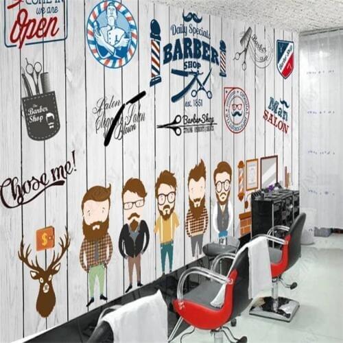 Original vintage wood texture hair shop background wall professional production mural wholesale wallpaper mural (to map custom)