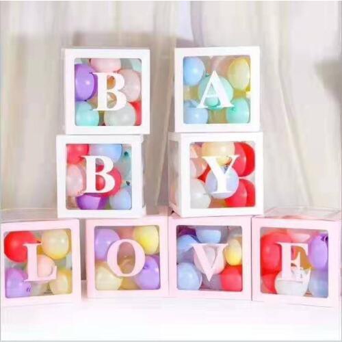 Plastic Letter A-Z Transparent Gift Boxes Kid Birthday Wedding Favor Party Cube Decoration Photography Props Home Shop Decor