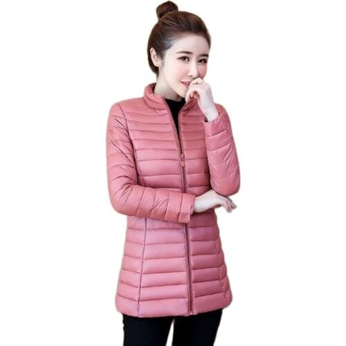 Down Cotton Jacket Parka Female Middle Length Lightweight Warm Women Winter Cotton Coats Basic Slim Winter Womens Coat Parkas