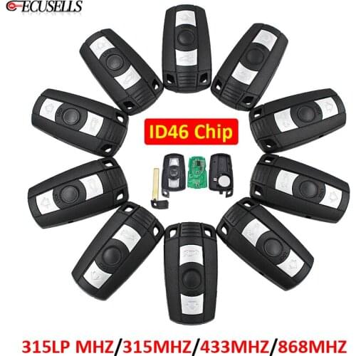 10Pcs/Lot 3 Button Remote Car Key 315LP MHZ 315MHZ 433MHZ 868MHZ for BMW CAS3 CAS3+ 1 3 5 6 7 Series X5 X6 Z4 with ID46 Chip