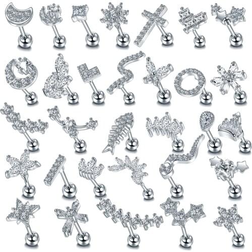 1Pc Copper CZ Tragus Cartilage Ear Stud Earring Piercing Crystal Daith Earring Helix Cartilage Piercing Body Jewelry