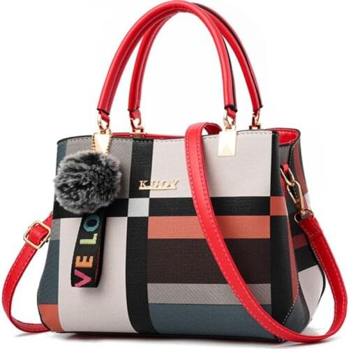 Womens Shoulder Bags PU Leather Handbags Plaid Print TOP-handle Bag Luxury Fashion Crossbody Bags For Ladies