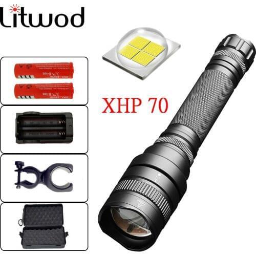 Litwod Z201515 CREE XHP70 LED flashlight 20000LM Aluminum alloy Zoomable torch Tactical defense Lantern For Camping Hiking light