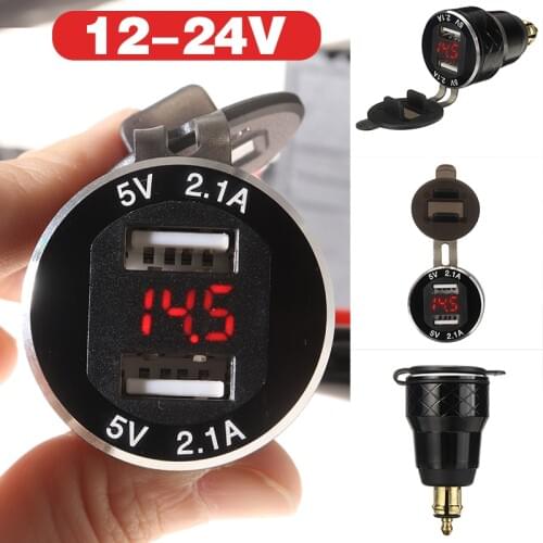 Digital Display 4.2A Dual USB Charger Fit for BMW Hella/DIN Powerlet Plug Motorcycle CNC Cars Charging Cnvertor Power Adapter