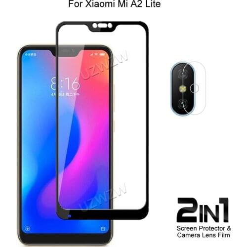 For Xiaomi Mi A2 Lite Front Screen Protector Protective Tempered Glass & Camera Lens Film