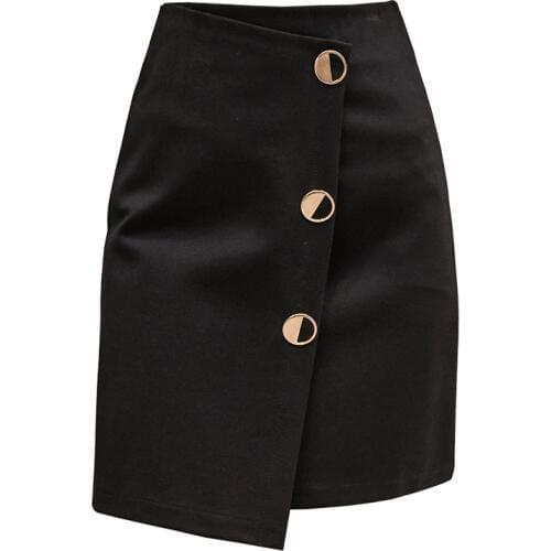 Womens Mini Sexy Skirts Office Lady Cotton Button Womens Pencil Skirts Empire 2020 Summer Elegant Plus Size Womens Party Skirts