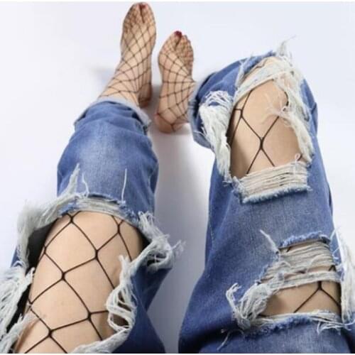 Women Sexy Transparent Slim Fishnet Pantyhose 2021 Nightclub Net Holes Black Tights Thigh High Stockings Small/Middle/Big Mesh