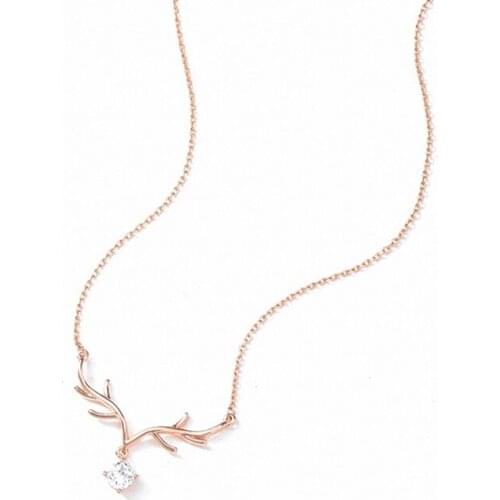 TIMEONLY Elegant Antlers Bling Bling Cubic Zircon Choker Necklaces Small Linked Metal Chain Necklace for Women Ladies Jewellery