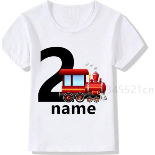 1-9 Boys/Girls Cool Train Birthday Numbers T-Shirt Children Boys Happy Birthday T Shirt White T-Shirt Baby Girls Top