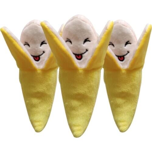 1pc Plush Soft Banana And Vegetable Squeaky Dog Toys Bite-Resistant Clean Dog Chew Puppy Training Toy Pet Supplies