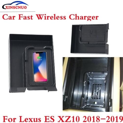 10W QI Car wireless Charger For Lexus ES XZ10 2018 2019 Fast Charging Case Plate Central Console Storage Box