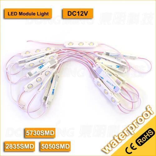 100pcs/lot SMD 5730 DC 12V 1.44W 3 led module light lamps with waterproof plastic injection molding advertising sign lighting