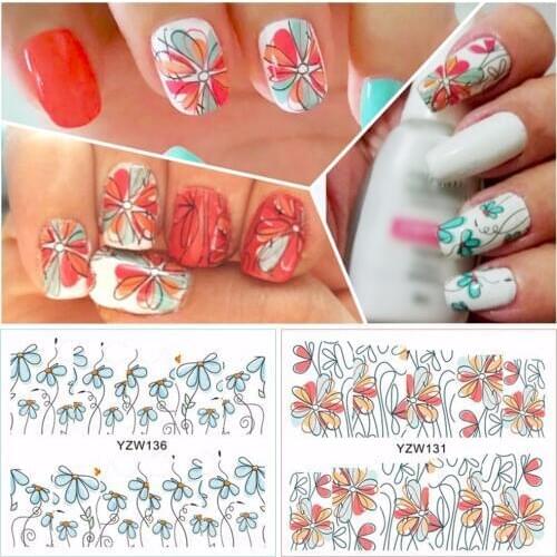 2 Patterns/Sheet Cute Flower Nail Art Water Decals Transfer Sticker YZW131&136