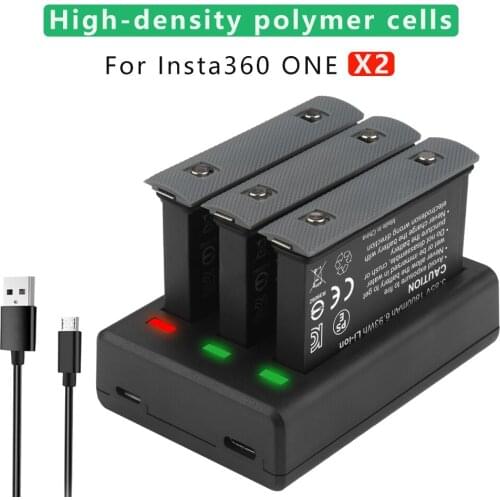 3Pcs 1800mAh Battery for Insta360 ONE X2 rechargeable lithium battery Insta 360 X2 panoramic camera fast charger