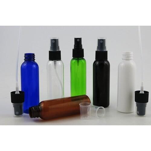50 x 60ml Blue Green Clear Amber Plastic Perfume Bottle 2oz Black Mist Sprayer Bottle White Perfume Atomizer Fragrance Packaging