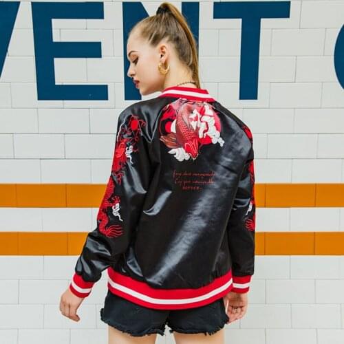 Dragon Embroidered Baseball Jacket Men Women Spring Boy Girl Coat 2021 College Autumn Oversize Brocade Carp Clothes