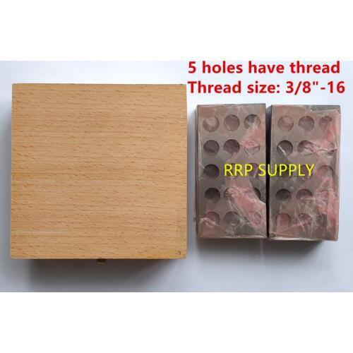 23 holes Precision 25-50-100mm Blocks, 1pair=2pcs, parallel clamping block set, steel block set, five 3/8"-16 thread holes