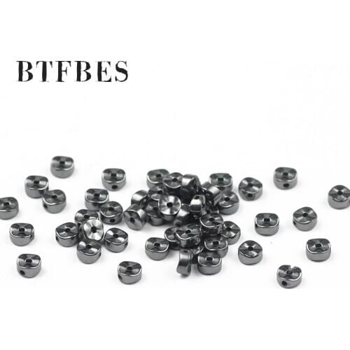 BTFBES 4x2mm 95pcs Gear shape Natural Stone Black Hematite spacer Loose beads for Jewelry Making DIY bracelets necklace