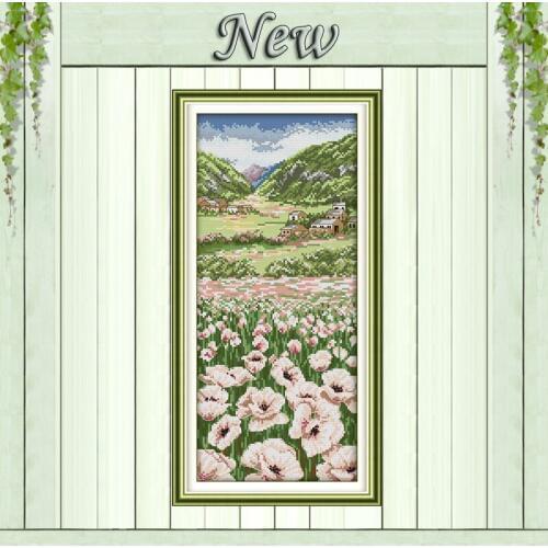 Flowers garden Poppy fields,11CT printed on the fabric DMC 14CT Cross Stitch kits,needlework embroidery Sets,Scenic Home Decor