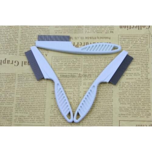 By dhl 200pcs Pet Hair Grooming Comb Flea Shedding Brush Puppy Dog Plastic Handle Stainless Comb