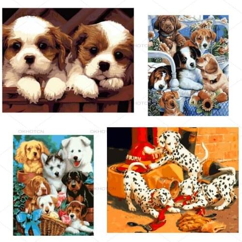 DIY Diamond Painting Cute Dogs Lovely Cross Stitch Wall Sticker Embroidery Resin Cube Drill Diamond Mosaic Animal Needlework