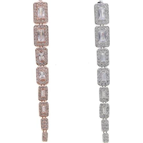 2020 Long Statement Drop Earrring AAAAA cz stone bling jewelry Party Wedding Dangle Earrings for women Bridal Fine Jewelry