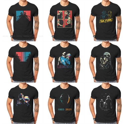 Daft Punk Electronic Music Band 2021 Essential Tshirt High Quality Graphic Men Classic Summer Men Tops Cotton Harajuku T Shirt
