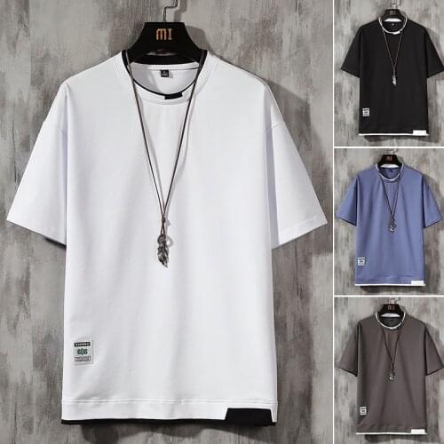 Men T Shirts Casual Fashion Male Half Sleeves Tee Mens O-Neck 100% Cotton White T-shirts Hip Hop Rocky Rapper Cool Tops Harajuku