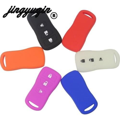 Jingyuqin 3 Buttons Silicone Car Key Shell Case FOB For Nissan Armada Xterra Pathfinder Remote Smart Key Shell Case No Logo
