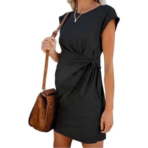 Classic Fashion Womens Maternity Pregnancy Dresses Short Sleeve Solid Color Comfortable Dress Summer Autumn Pregnancy Dresses