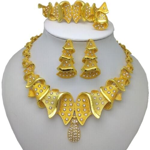 Kingdom Ma Best Quality Fashion Bridal Jewelry Set Women Bracelet Ring Necklace Earrings Sets Wedding Dress Accessories