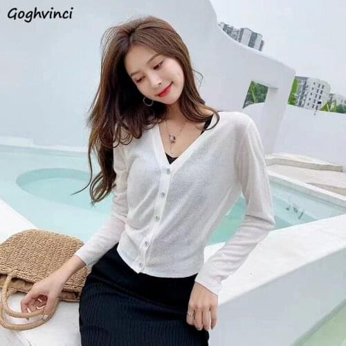 Jackets Women Solid Summer Sun Protection Single Breasted Basic Simple Leisure Ulzzang Soft Korean Style Preppy Popular Teens