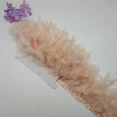 New 20 Meter coral fluffy Beautiful Turkey feathers ribbon fringe 10-15cm turkey feather trimming for carnival Diy costumes