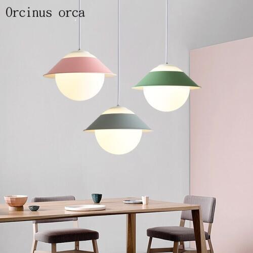 Nordic modern simple glass single head chandelier Restaurant Bar bedroom creative personality new color coloured Chandelier