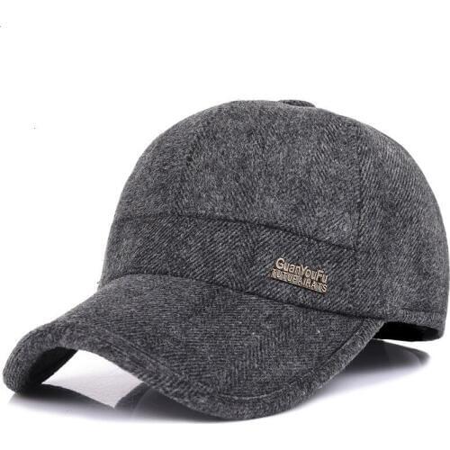 2019 new winter middle-aged woolen baseball cap fashion casual sports hat outdoor windproof ear protection warm hats