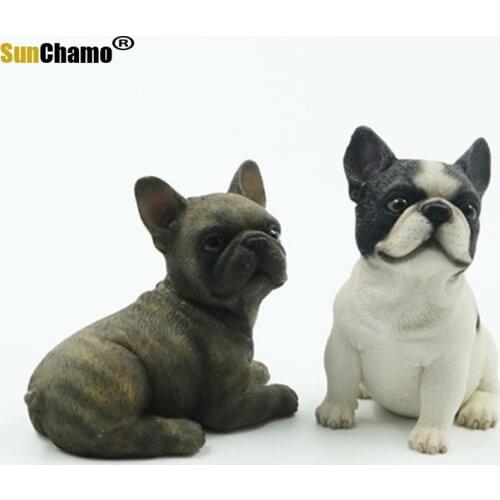 New French Bulldog Sitting Posture Small-scale Bullfighting Car Interior Fitting Simulation Animal Dog Model Figurines Miniature