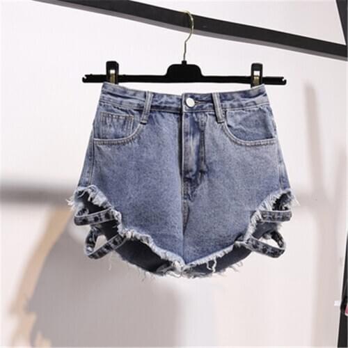 New Fashion Womens Hot Pants Hole Tassel Rivets Summer Female Short Pants Sexy Plus Size Women Supper Short Pants N113