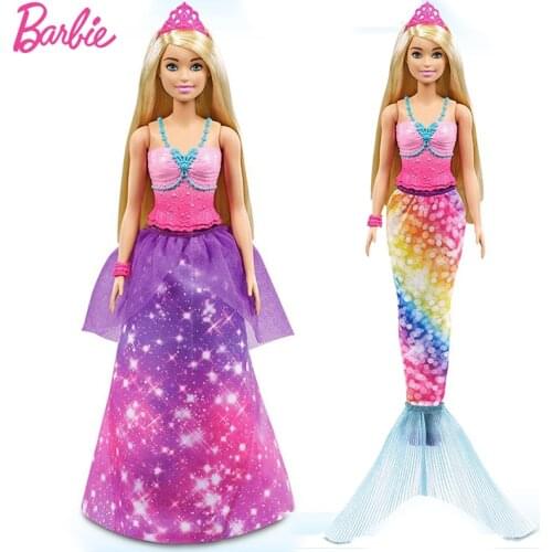 Original Barbie Doll Dreamtopia Princess Mermaid Transformation Girls Accessories Fantasy Barbie Clothes Kids Toys Birthday Gift