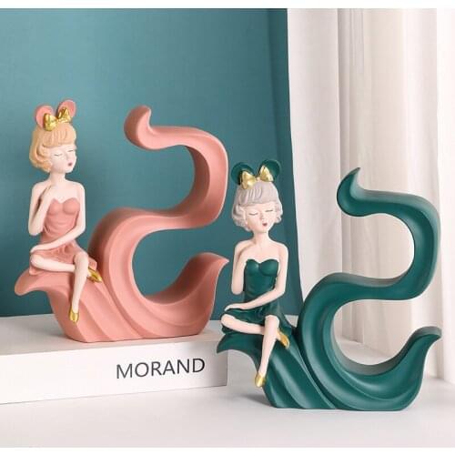 Nordic Resin Rabbit Girl Wine Rack Sculpture Ornament Living Room Wine Cabinet Desktop Statue Crafts Home Decoration Accessories