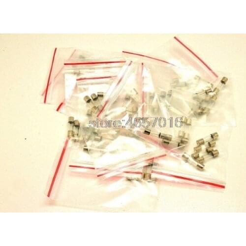 50pcs/set 10Values Fast Quick Blow Glass Tube Fuses Assortment Kit 5x20mm 0.2A 0.5A 1A 2A 3A 5A 6A 8A 10A 15A/250V