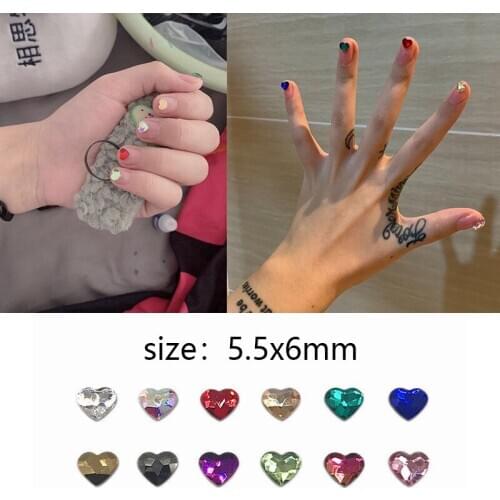 30/100Pcs Nail Art Rhinestone 5.5x6mm Heart Flatback Glass Crystal Shiny For Nail DIY Decoration Rhinestone