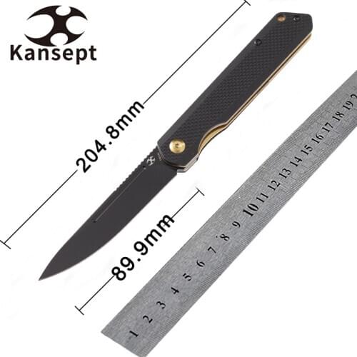 Kansept Prickle T1012A1 Slim Pocket Knives 3.53'' 154CM Blade Black G10 Handle Tactical Camping Folding Knife Front Flipper