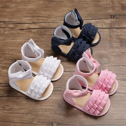 Girls shoes solid color wavy bow cute non-slip baby soft bottom baby shoes