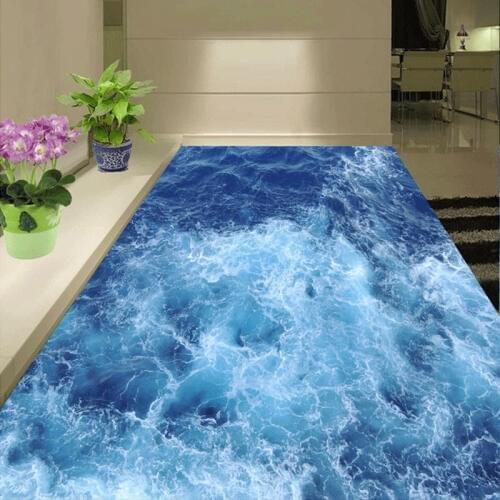 Custom Floor Mural Wallpaper Blue Sea Living Room Bathroom 3D Vinyl Floor Stickers Paintings Self-adhesive Waterproof Wallpaper