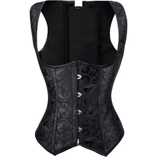 Vintage Corset Top Women Bodice Shirts Jacquard Black Bustiers Party Gothic Clothes Cosplay Corselet Blouse Waist Trainer Sheath