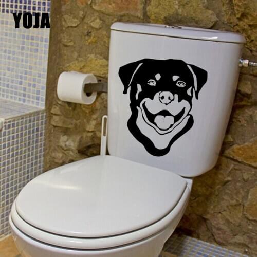 YOJA 20.6X22.9CM Wall Stickers Toilet Decal Pets Animal Dog Funny Puppy Home Decor T5-1533